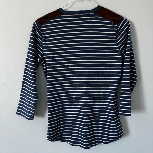 Chaps Denim Striped Henley Long Sleeve Shirt Women’s S/M - Picture 4 of 9